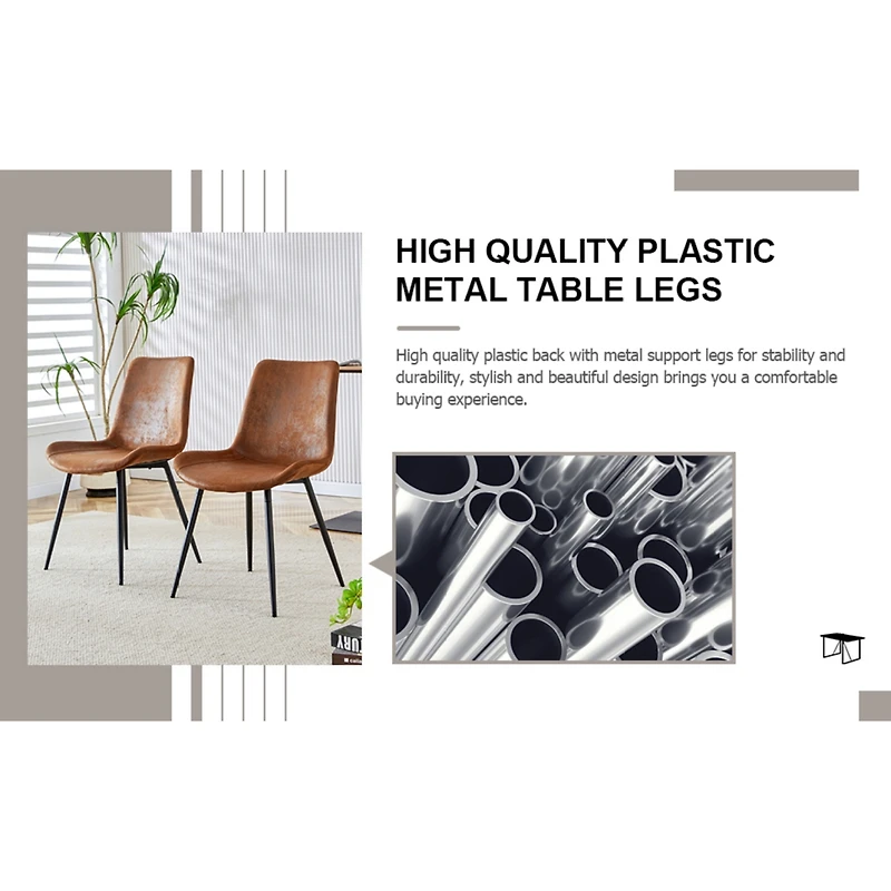 Modern Suede Dining Chair with Curved Widened Cushion (Set of 6)