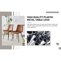 Modern Suede Dining Chair with Curved Widened Cushion (Set of 6)