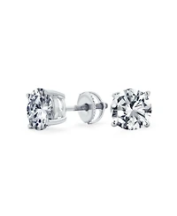 Bling Jewelry Round Solitaire Cz Stud Earrings Screw back Rose Gold Plated .925 Sterling Silver