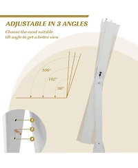 Rolling Floor Standing Mirrored Jewelry Armoire with Lock and Drawers