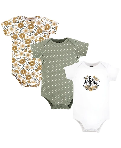 Hudson Baby Baby Girls Hudson Comfy Everyday Cotton Bodysuits 3-Pack