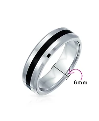 Bling Jewelry Black Silver Two Tone Stripe Couples Titanium Band Rings Comfort Fit