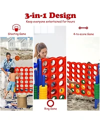 Gymax 2.5Ft 4-to-Score Giant Game Set Basketball Hoop Ring Game Outdoor Indoor