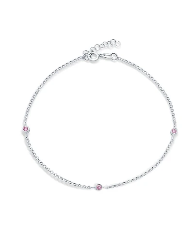 Bling Jewelry Pink Bead Chain Anklet Ankle Bracelet Sterling Silver 9-10 Inch