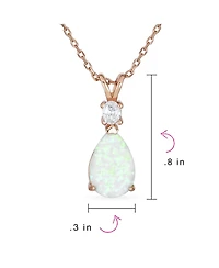 Bling Jewelry Classic Simple Cz Infinity Accent 3- 5CT Solitaire Teardrop White Rainbow Created Opal Pendant Necklace Rose Gold Plated .925 Sterling S