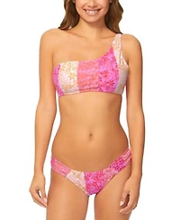 Raisins Juniors Shine On Convertible One Shoulder Bikini Top Sunday Ruched Side Bikini Bottoms