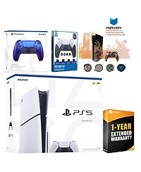 Sony Playstation 5 Slim Disc with Extra Controller, Fps Grip Kit and MightySkins Decal Voucher + 1 Year Cps Extended Warranty