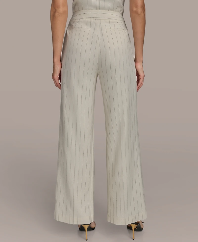 Donna Karan New York Linen-Blend Pinstripe Wide-Leg Pants, Regular & Petite Sizes