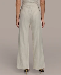 Donna Karan New York Linen-Blend Pinstripe Wide-Leg Pants, Regular & Petite Sizes
