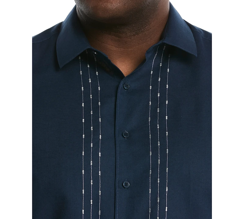 Cubavera Men's Big & Tall Classic-Fit L-Shape Embroidered Linen Blend Button-Down Shirt
