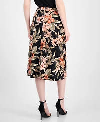Kasper Women's Floral-Print Pull-On Midi Skirt