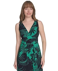 Tommy Hilfiger Women's Floral-Print Sleeveless Ruched Dress