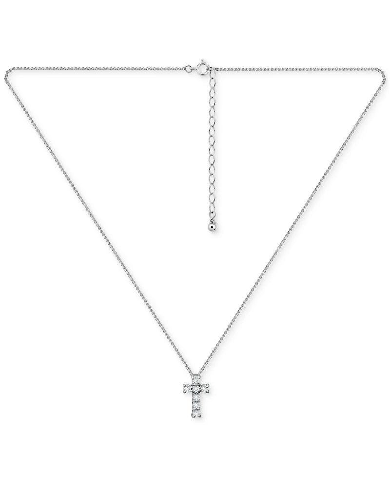 Giani Bernini Cubic Zirconia Cross Pendant Necklace, 16" + 2" extender, Exclusively at Macy's