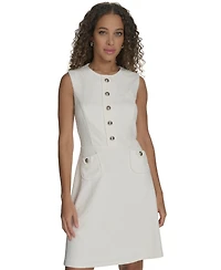 Tommy Hilfiger Petite Basket-Weave Button-Front Dress