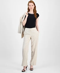 Kasper Women's Pinstripe Mid-Rise Straight-Leg Pants, Regular & Petite
