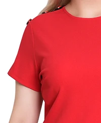 Ny Collection Petite Short Sleeve Asymmetrical Hem Dress