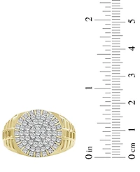 Men's Diamond Sunburst Link Textured Ring (1 ct. t.w.) in 10k Gold