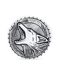 Bling Jewelry Hunter Animal Norse Viking Warrior Signet Fierce Roaring Big Wolf Head Coin Ring Oxidized .925 Sterling Silver