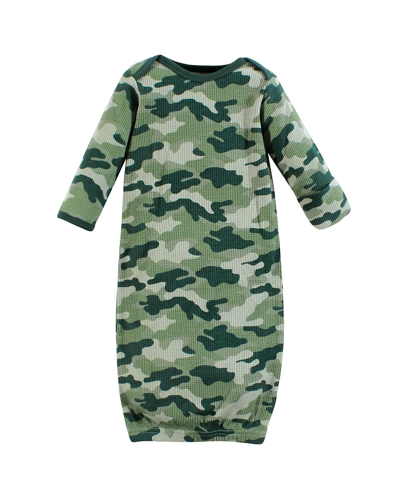 Hudson Baby Baby Boys Hudson Thermal Gown 3pk, Sage Dinosaur, Newborn