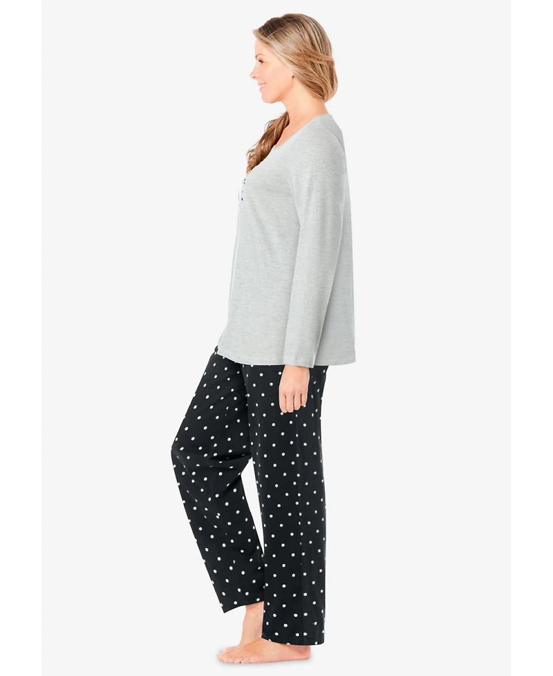 Dreams & Co. Women's Long Sleeve Knit Pj Set