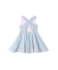 Andy & Evan Toddler Girls Toddler/Child Blue Striped Woven Dress w/Floral Hem