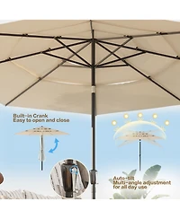 11 ft. Outdoor Patio Market Beach Umbrella With 3-Tier Vented Canopy, 8 Heavy-Duty Ribs & Crank Tilt Blue