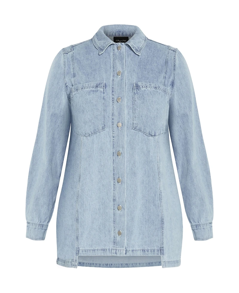 City Chic Plus Liv Denim Shirt