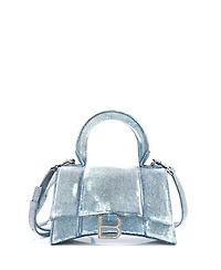 Pre-Owned Balenciaga Small Hourglass Top Handle Bag Denim Printed Leather