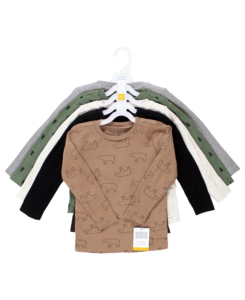 Hudson Baby Baby Boys Hudson Thermal Long Sleeve Tees 5pk, Bear Tree, 18-24 Months