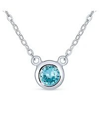 Bling Jewelry Petite Delicate 5MM Bezel Set Cz Solitaire Pendant Station Necklace Cubic Zirconia .925 Sterling Silver