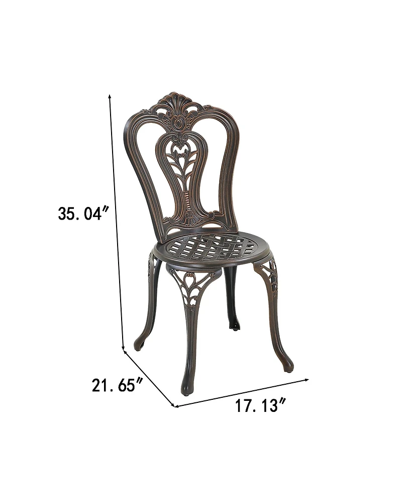 Outdoor Bistro Chairs Set of 2, Cast Aluminum Patio Dining Chairs, Bronze