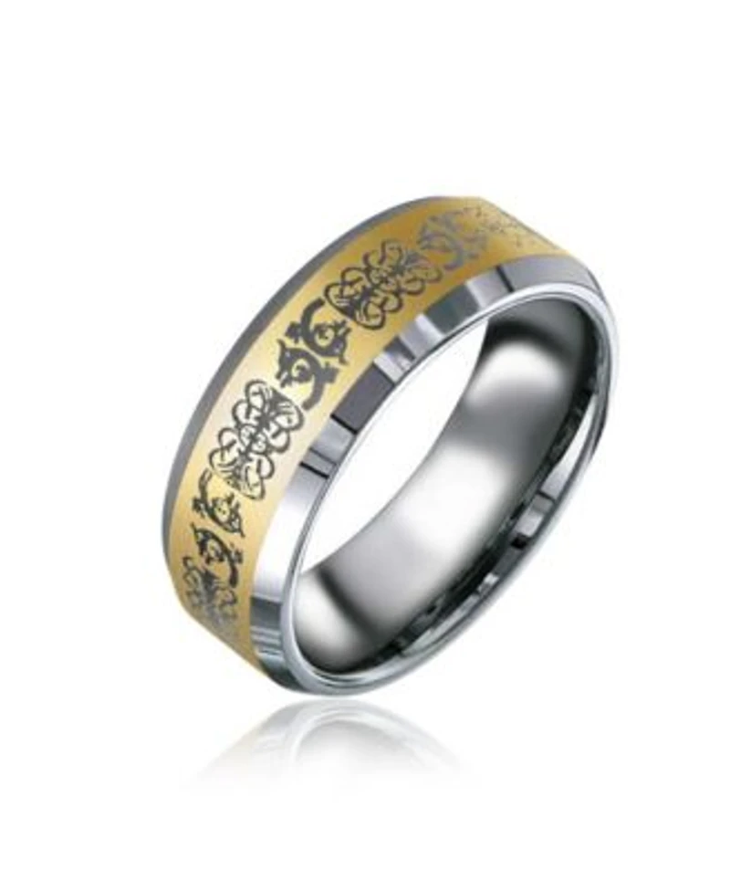 Bling Jewelry Couples Two Tone Celtic Knot Dragon Silver Gold Tones Titanium Band Rings Comfort Fit