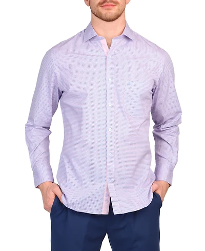 Tailorbyrd Men's Mini Retro Print Long Sleeve Shirt