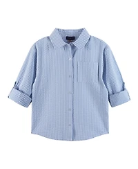 Andy & Evan Big Girls Toddler/Child Blue Woven Buttondown and Shorts Set