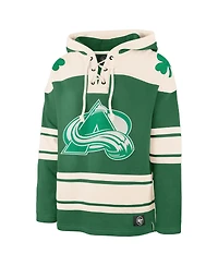 '47 Brand Men's Nathan MacKinnon Kelly Green Colorado Avalanche St. Patrick's Day Player Name Number Lacer Pullover Hoodie