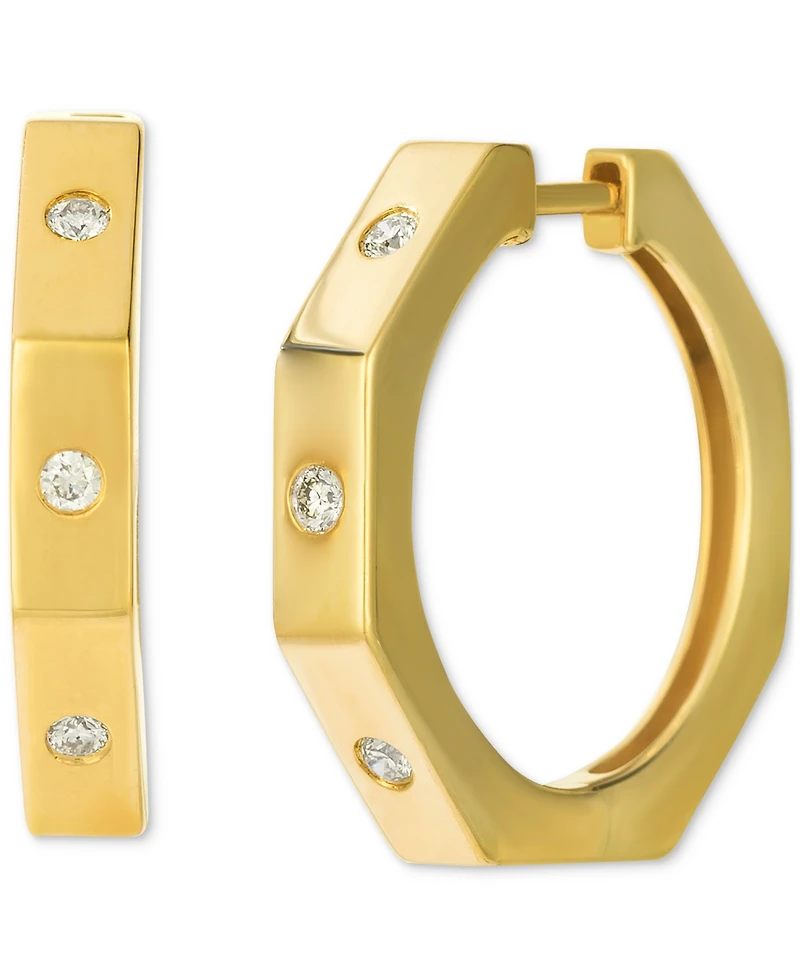 Le Vian Nude Diamond Octagon Shape Small Hoop Earrings (1/5 ct. t.w.) in 14k Gold, 0.9"