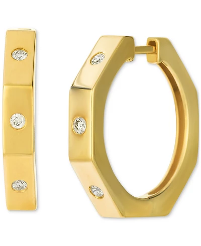 Le Vian Nude Diamond Octagon Shape Small Hoop Earrings (1/5 ct. t.w.) in 14k Gold, 0.9"