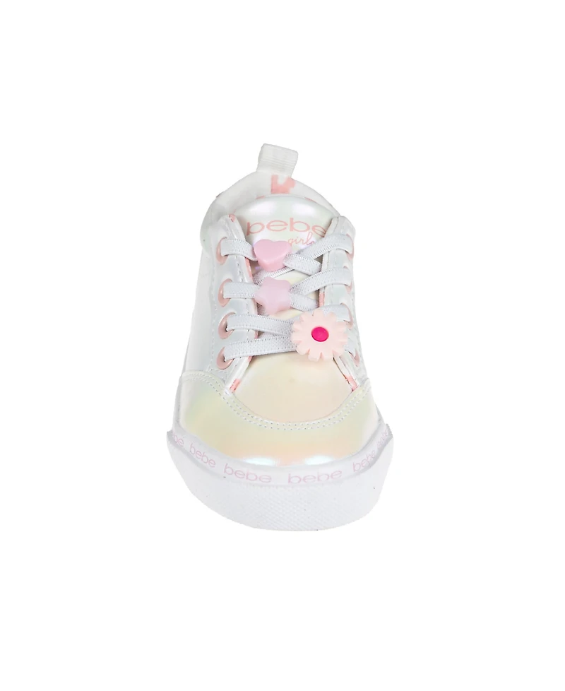 Bebe Toddler Girls Printed Flower Lining with Charms Sneakers