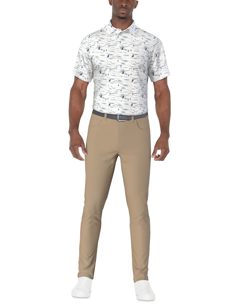 Pga Tour Men's Short Sleeve Nautical Print Golf Polo Shirt
