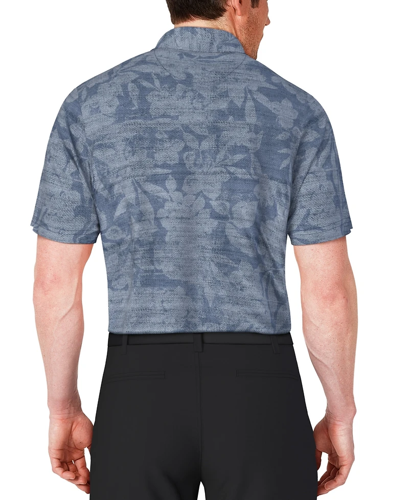 Pga Tour Men's Distressed Floral Print Polo Shirt