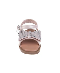 Bebe Toddler Girls Charm and Bow with Rhinestones Sandals