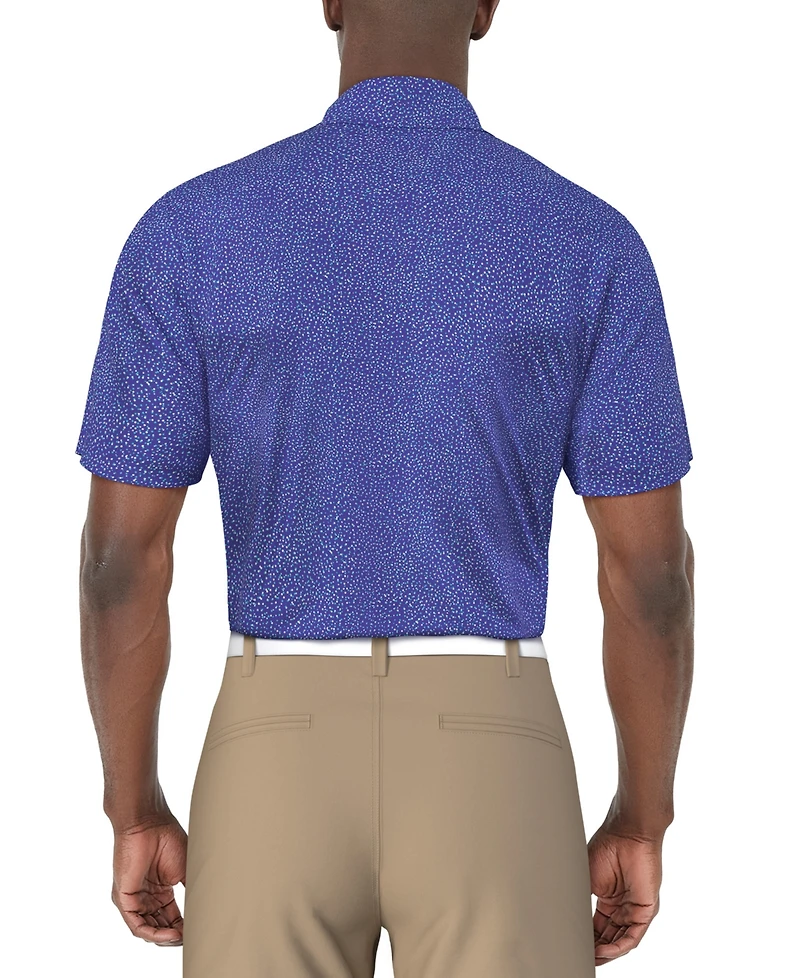 Pga Tour Men's Short Sleeve Confetti Print Golf Polo Shirt