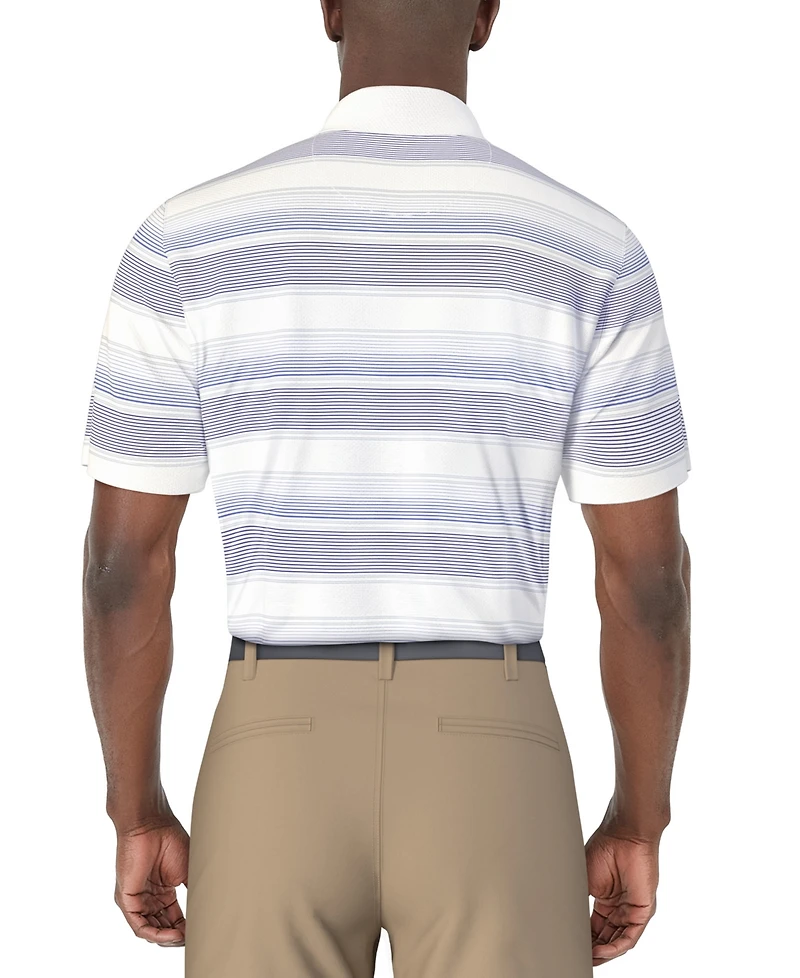 Pga Tour Men's Short Sleeve Striped Golf Polo Shirt