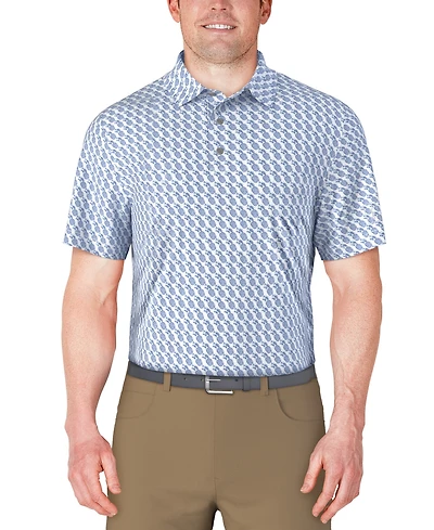 Pga Tour Men's Short Sleeve Pineapple Print Conversational Golf Polo Shirt