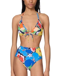Kate Spade Women's Printed Tie-Front Bikini Top