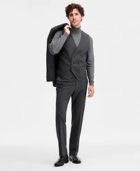 Tayion Collection Men's Classic-Fit Houndstooth Double-Breasted Suit Separate Vest