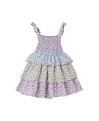 Andy & Evan Little Girls Toddler/Child Color Blocked Floral Teired Dress