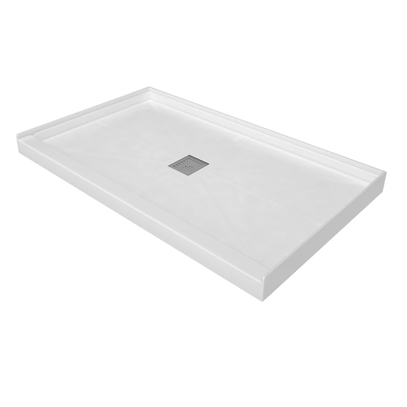 Casainc 60"W X 36"D Smc Single Threshold Shower Base Anti-Slip Shower Pan, Drain Assembly & Drain Cover Included