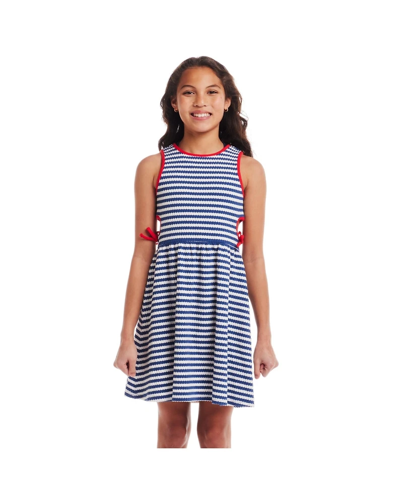Andy & Evan Big Girls Toddler/Child Navy Striped Textured Rib Knit Dress