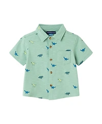 Andy & Evan Baby Boys Lt Green Dino Print Knit Buttondown Set